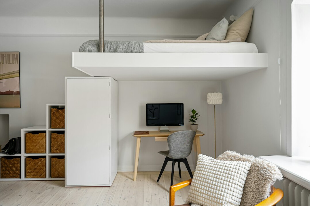 Small apartment interior with compact storage solutions